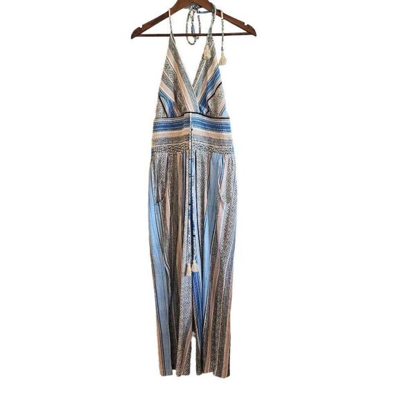 Venus Halter Tassel Striped Jumpsuit Size Small - Picture 1 of 6